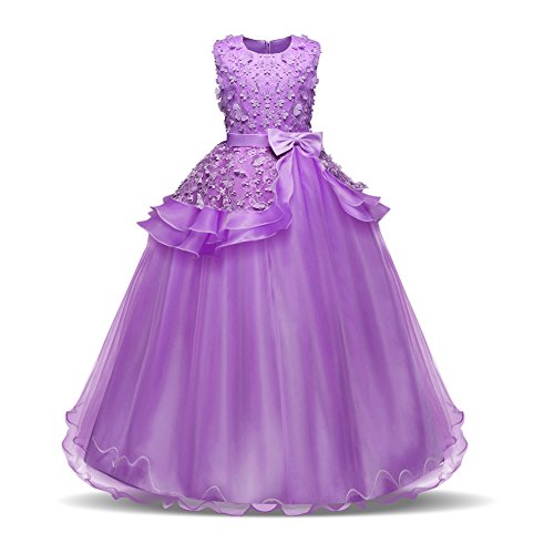 AEIL - Vestido - Globo - para niña Morado Morado 11-12 Años