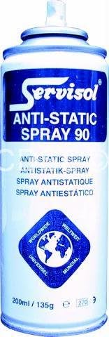 Servisol Servisol anti-static spray 200ML aerosol prevents buildupof static electricity for use on plastic metal & woodAnti Static 90 - Consumable