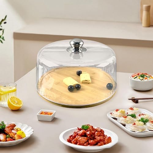 Cubre alimentos redondo de 30 cm transparente con mango superior para platos 7