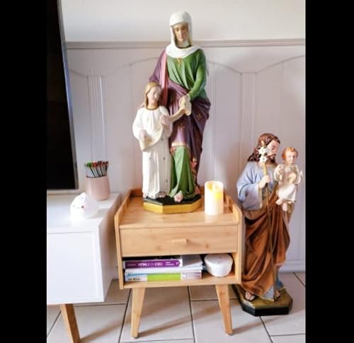 Nightstand Mid-Century Modern Bedside Table With Drawer, Small Nightstand With Adjustable Foot Pad For Bedroom, Recyclable Bamboo (Natural Bamboo) #TOP4