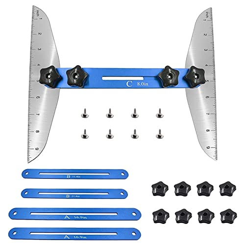 Stair Tread Template Measuring Tool Metal Stair Treads Jig Gauge with Scale Adjustable 11.4In to 60.7In Length for Stairs, Risers Measure, Shelf Layout Scribe Tool, Cutting Drywall