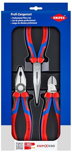 KNIPEX Montage-Paket, 3-teilig, 160 bis 200 mm, Grundausstattung für unterwegs, Zangenset, Werkzeugset, 00 20 11