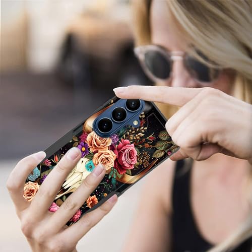 KJFHDJFDH for Galaxy S26 Case,Dual Layer Hybrid Heavy Duty Rugged Shockproof Hard PC +Soft Silicone Protective Case for Samsung Galaxy S26 6.3" 2026,Deer Skull Flower - image 7