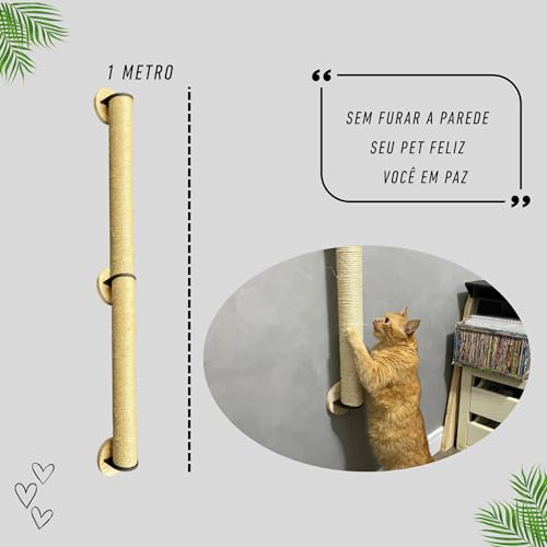 Arranhador Gigante para Gatos, Poste de Sisal para Parede, 100 Metro, Torre para Brincar, Fixação na