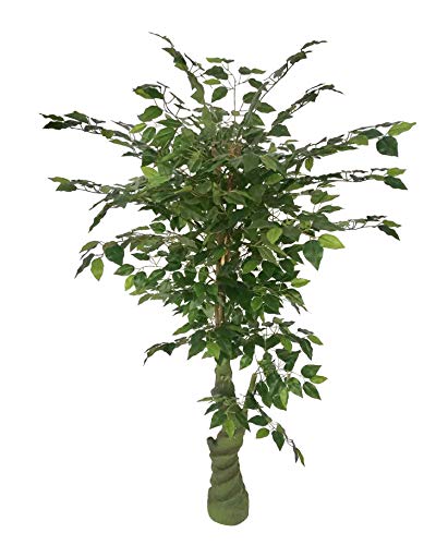 Amerique 63", Gorgeous 5.3' Ficus Capensia Artificial Tree Silk Plant With Standable Trunk, Uv Protection, Feel Real Technology, Super Quality, Green #TOP19