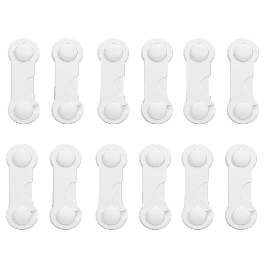 12 Pièces Bloque Porte, Securite Placard, Bloc Porte Securite, Sécurité Placard, Securite Fenetre, Bloque Tiroir Securite, Adhésif Fort Sans Perçage, Blanc