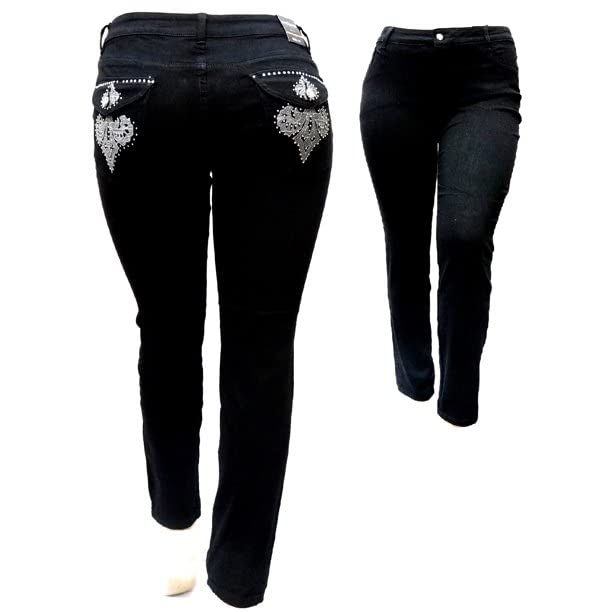 Jack David Womens Plus Size Black Denim Jeans Stretch Skinny Pants 36784