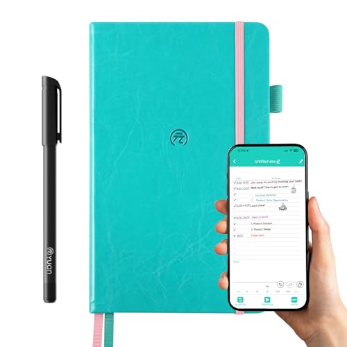 Yuan Smart Writing Notebook Set, Full Year Weekly Planner with To Do List, Grid & Lined Pages, Real‑Time Sync Handwriting to Phone & Tablet, No Scanning Required, Pink Band