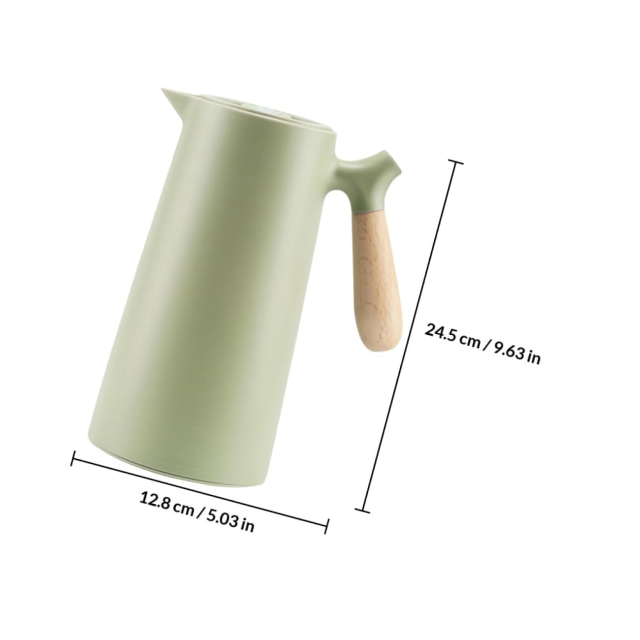 TOYANDONA Isolierte Thermoskanne für Kaffee 1l mit Grünem Kunststoffgehäuse und Holzgriff Gesunder Innenraum fürs Büro und Unterwegs