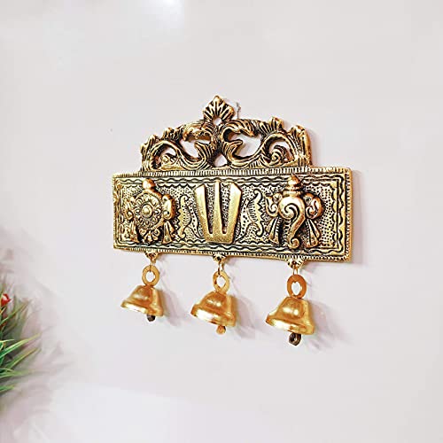 Image of KridayKraft Tirupati Door Hanging Shankh Chakra Namah Latkan Gold Plating Antique Decorative for Home,Office & Room,Showpiece Figurines,Religious Idol..., 15 cm , 3 cm