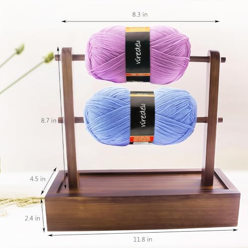Image of Yarn Holder Dispenser for Crocheting,Yarn Storage Box,Walnut | For Crocheting, Yarn Storage Box, Easy Assembly