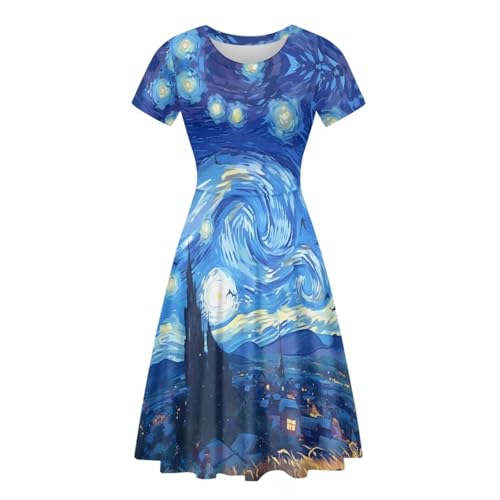 Image of Biyejit Women's Summer Casual Short Sleeve T-Shirt Swing Dress Crew Neck Plus Size S-4XL