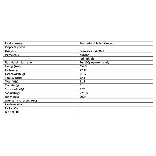 Vedaka-Premium-Roasted-and-Salted-Almonds-200g Amazon Brand - Vedaka Premium Roasted and Salted Almonds, 200g