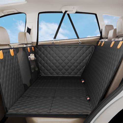 Subaru Organizer and Pet Rear Seat Extender 2 Smatto Dog Car Seat Cover for Back Seat, Hard Bottom Back Seat Extender Supports 400lbs, Waterproof Rear Seat Pet Cover, Dog Hammock with Mesh Window for Car SUV