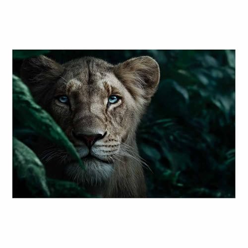 Les yeux cachés du lion peinture murale grand format marron