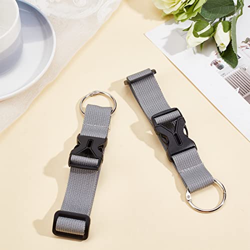 Image of GORGECRAFT 2Pcs Luggage Straps Coat Jacket Gripper Holder Suitcase Belt Clip Ring Hook White Adjustable Belt Straps with Iron Hinged Rings and Plastic Release Buckle Polyester Travel Accessories
