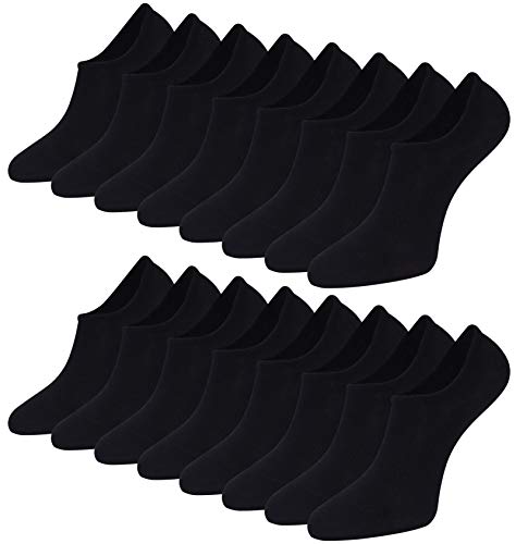 Toes Home Sneaker Socken Damen Füsslinge Herren 8 Paar, Bambus Füßlinge Sneakersocken Unsichtbare Unisex Bambussocken No Show Socken mit Rutschfest Silikon Footies Schwarz 39-42