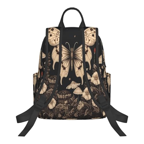 Backpack For Women Men Gothic Floral Butterflies Aesthetic Retro Botanical Bookbag Lightweight Travel Casual Daypack Water Resistant Outdoor Hiking Sport Rucksack3