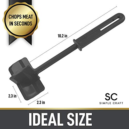 Simple Craft Meat Chopper - Premium Meat Masher, Ground Beef Masher, Hamburger Chopper Utensil - Perfect For Turkey, Mashed Potato, Baking, Cooking & More (Black)