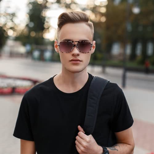 Image of FEISEDY Vintage Retro 70s Plastic Aviator Sunglasses Women Men Classic Large Squared Frame B2751