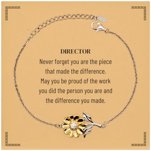 Keepsake Director Leaving Gifts, Sunflower Bracelet for Director Appreciation Gifts, Director Never forget you are the piece that made the difference, Graduation Birthday Christmas Idea for Direc