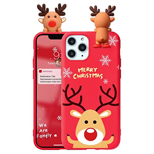 Fundas Iphone 11 Pro Max Silicona ZhuoFan Funda Navidad para iPhone 11 Pro MAX, Cárcasa Rojo Silicona 3D Muñecas con Dibujos Diseño Suave Gel TPU Antigolpes...