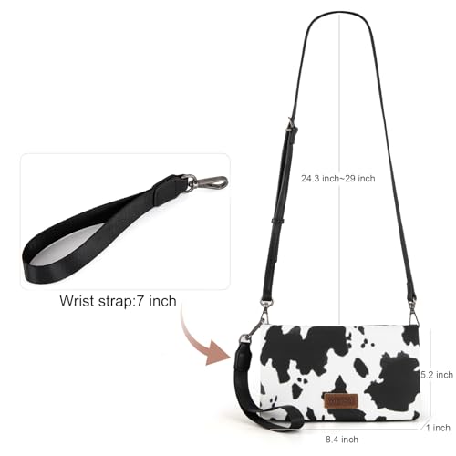 Image of Wrangler Cow Print Womens Wristlet Wallet RFID Blocking Bifold Clutch Credit Card Holder Purse