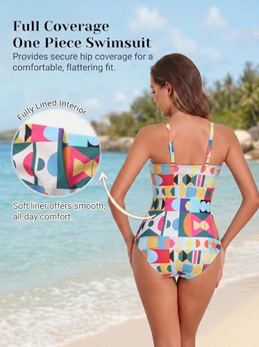 Image of Smismivo Tummy Control Swimwear Strapless One Piece Swimsuit Ruched Bathing Suits for Women Slimming Bandeau Tube Top Bikini