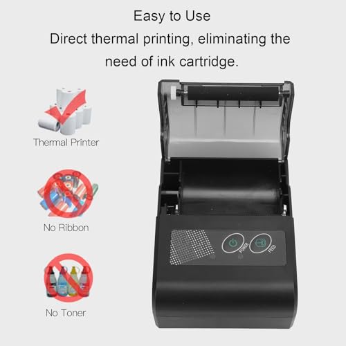 Image of 48mm Portable Thermal Receipt Printer, Supports Connectivity USB and Bluetooth, 203dpi 70mm / s Barcode Print, Portable Ticket Printer for Mobile Retail Logistics