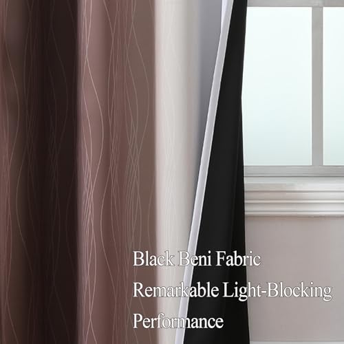 VEHEDE Blackout Curtains 2 Panels for Living Room 84 Inch Drop Long, Ombre Brown Greyish White Thermal Insulated Curtain for Bedroom, Kids Room Darkening Curtain,Patio Door Curtains, W52 x L84 Inch - Image 5