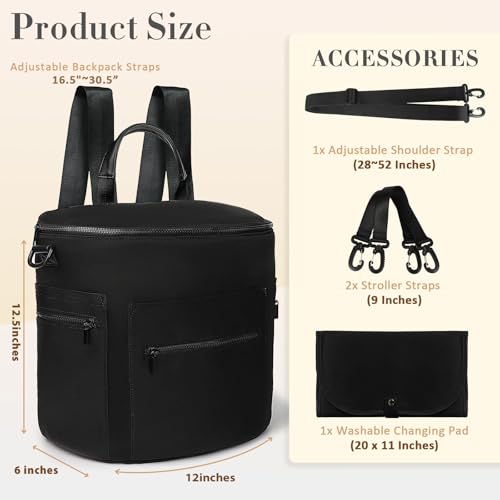 miss fong Neoprene Diaper Bag - Baby Diaper Bag,Large Capacity Neoprene Backpack with Changing Pad Travel Diaper Backpack with 16 Pockets for Mom & Dad