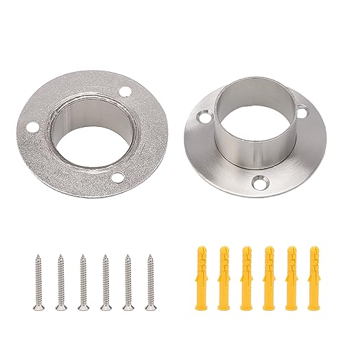 Unxuey 2 piezas de soporte para barra de ropa, soporte de brida de barra de armario de acero inoxidable, soporte para barra de brida para tubo de acero de 38 mm de diámetro