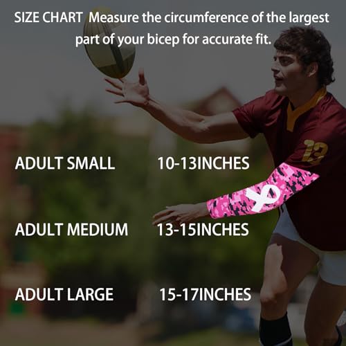 Yxmeiguo Pink Breast Cancer Arm Sleeves, Sports Compression Arm Sleeve for Youth Kids Men Women, Pink Arm Sleeves for Football Baseball Basketball Cycling Sports, 1 Pair
