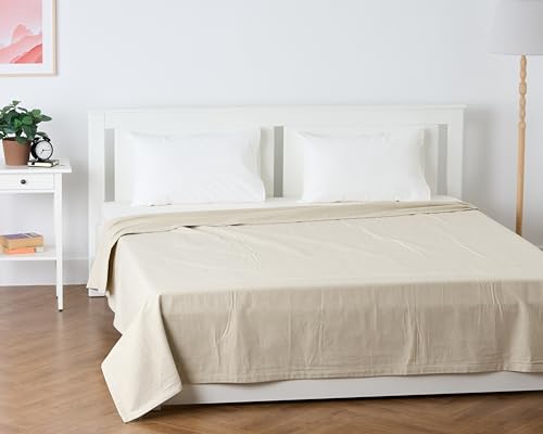 Image of 100% Pure Cotton 3 Layer Dohar, Double Bed Blanket Comforter, (90''X100'' / 230X254 CM), Uni Chambray, Skin Friendly Dohar, Color - Beige