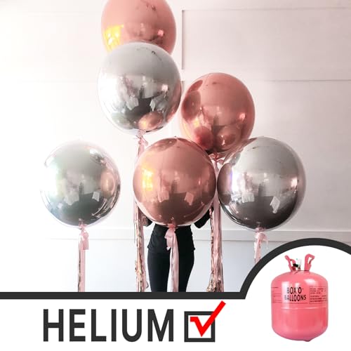 Image of PartyWoo Metallic Silver Foil Balloons 3pcs Large Round Giant 4D Balloons