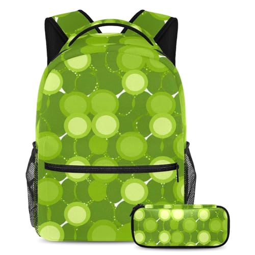 Sac à dos imprimé géométrique vert et trousse assortie multicolore grand format