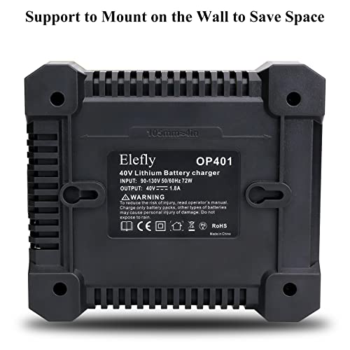 Cargador de batería Ryobi 40V con carga rápida OP401 y diagnóstico de estado LED 6