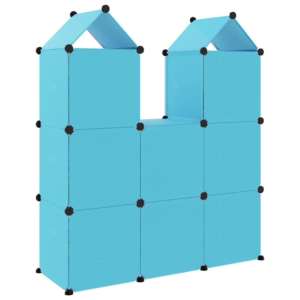 Armoire modulaire pour enfant avec 8 cubes - Bleu - En polypropylène - Multifonction - Pour salon, entrée, chambre à coucher, dortoir
