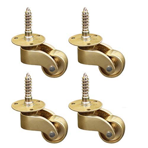 Roulettes en Laiton Massif,Roulettes Pivotantes pour Rétro Meubles,Capacité de Charge 100kg,Diamètre de Roue 22mm,4 Pièces,avec Tige Filetée,Convient aux Pieds de Piano,Canapés,Tables Cover