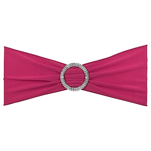 PATIKIL 14x5 Estiramiento Silla Fajas Lazos, 10 Paquete Elástico Silla Bandas Fajas con Hebilla Deslizador para Boda Banquete Decoraciones, Rosa Rojo