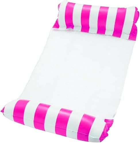 Boia Piscina Cama Flutuante Rede Deitado Reclinável Inflável (ROSA)