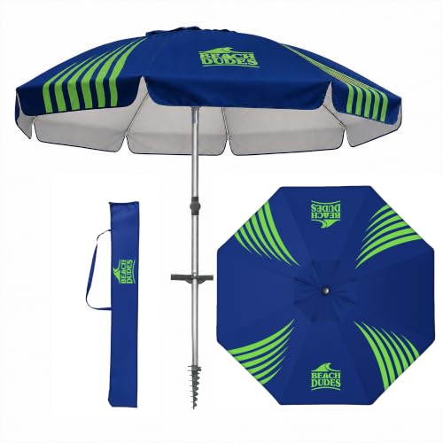 8FT Premium Beach Umbrella with 4-Point Wind Mitigation