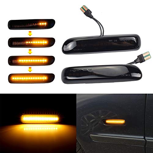 Hacreyatu 1 paire Clignotants latéraux de clignotant latéral LED, voyants de direction pour B-MW 3 Series E46 Limo Coupe Compact Cabriolet Cover