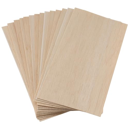 CHUEHKAK 16 Stück Sperrholzplatte 1mm Dicke Balsaholz Platten Dünne Holzplatten Paulownia Holzstückbrett Unfertige Sperrholz Platte 200x100mm für Modellbau Gravieren Bemalen oder Basteln