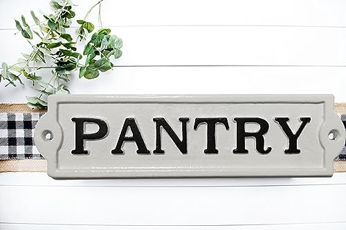 Farmhouse Decor Metal Pantry Signs - Cast Iron Door Room Plaques with Pantry