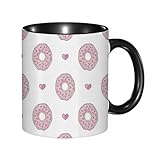 reyawdf Original Tasse mit lustigem Design, Donut Pastellfarbene Dessert Süßigkeiten Streusel und Herzen Valentin,330ml, für Kaffee- und Teeliebhaber, als Geschenk für Weihnachten, Geburtstag und mehr
