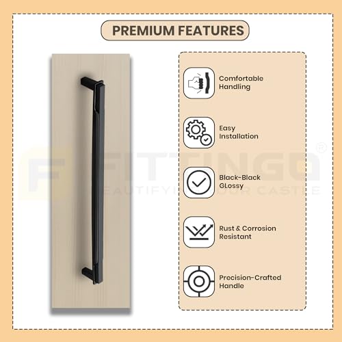 Image of 4 Inch Premium Cabinet Handles Zinc Alloy Material, 1341 Black with Black Glossy Finish, Durable Drawer Pulls for Kitchen Cabinets, Cupboards, Wardrobes & Furniture Hardware - Pack of 4