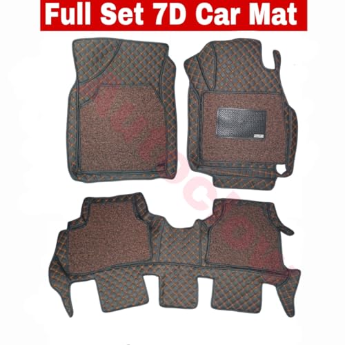 Image of Autoclow /Premium 7D Car Mat for Hyundai Creta (Model:2015-2019) || Luxury Leather Dual-Stitch 7D Car Floor Mat Full Set || 100% Waterproof || Color : TAN Stitch-TAN Grass (Design-1)