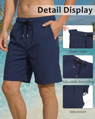 Image of Justay Mens Swim Trunks with Compression Liner 2 in 1 Quick Dry Board Shorts 7 Inch Bathing Suit Swimming Trunks for Men