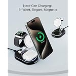 Fast Charging Station for Magsafe Apple Devices, Wireless Charger Station for MagSafe iPhones, 3 in 1 Magnetic Charger Stand for iPhone 15/14/13/12, Apple Watch & AirPods(Blk) - Image 2